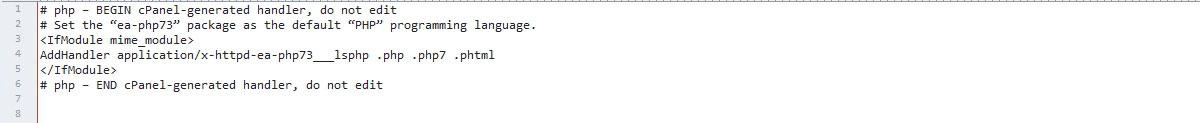 PHP Handler 7.3 Htaccess File Example